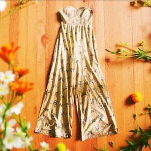 Pastel Cottagecore Floral Wide Leg Jumpsuit Bow open back cutout Y2K Spring Love